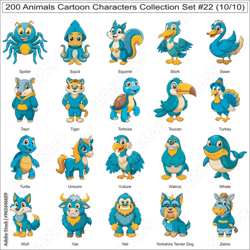 Animals Cartoon Characters Collection Set of 200 Isolated Animals Part 10