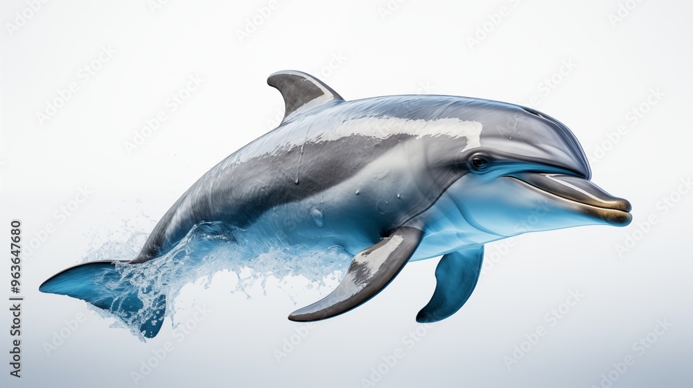 Obraz premium Dolphin side view, isolated background.