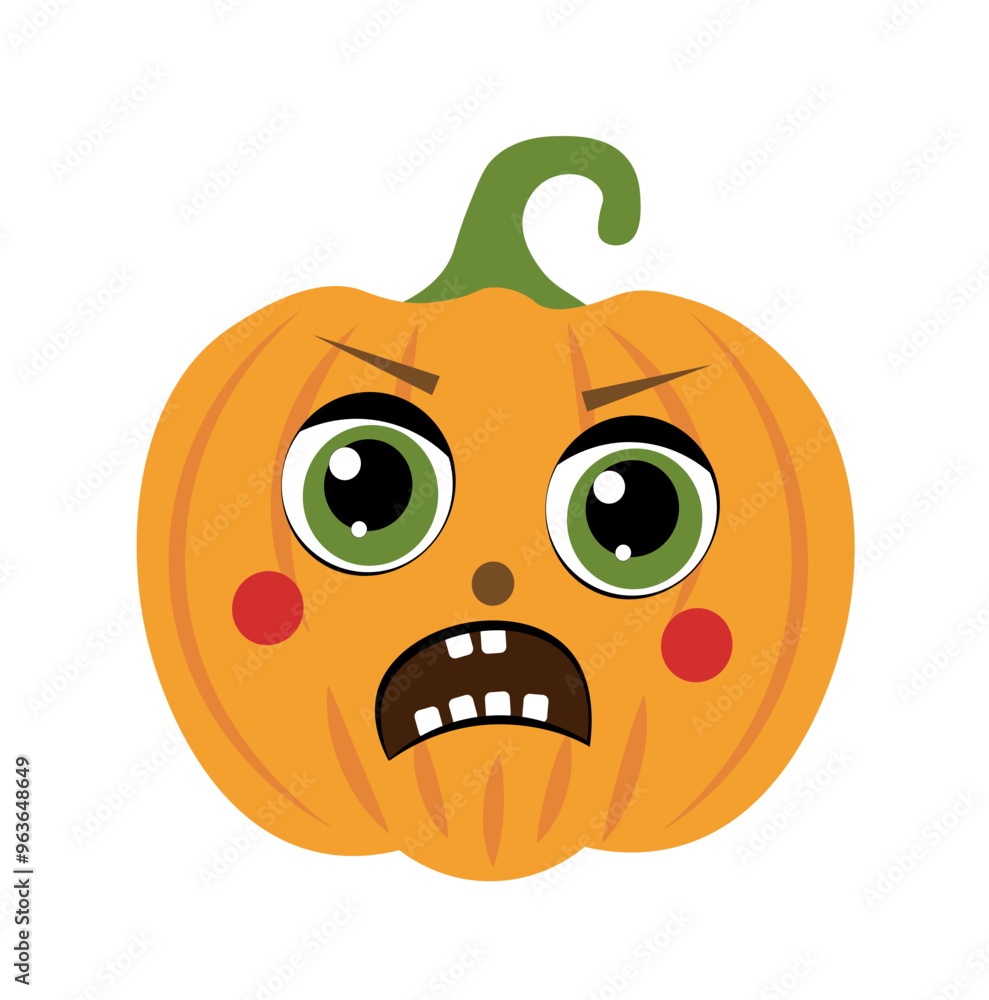 Fototapeta premium Angry pumpkin with eyes on a white background
