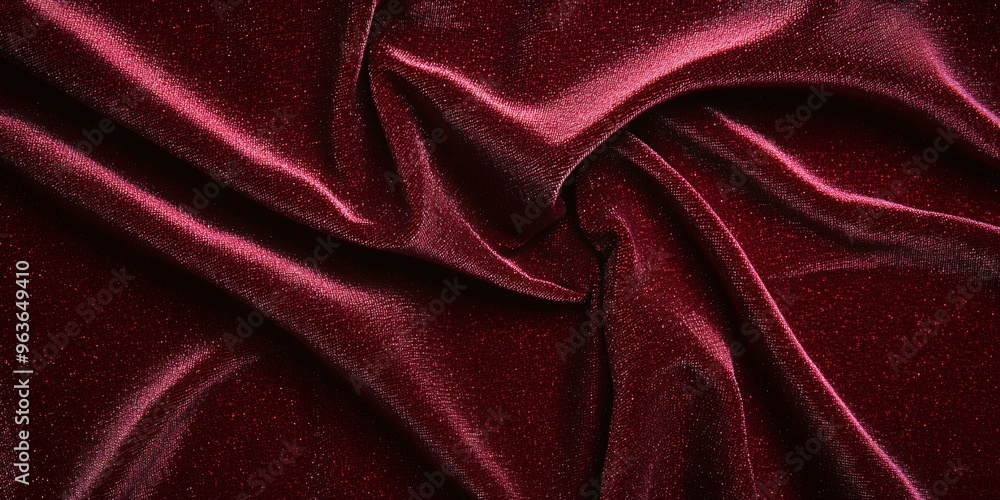 Fototapeta premium Red Velvet Fabric Texture Background Draped Soft Luxurious
