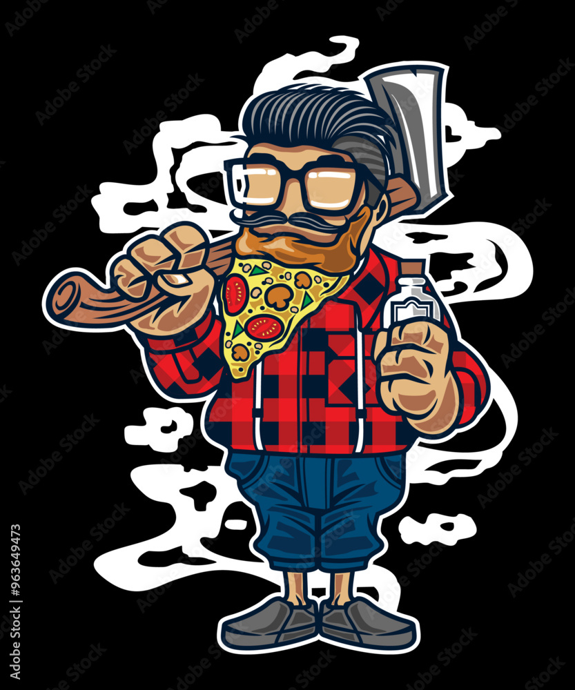 Old Woodcutter Man, Funny Lumberjack vector art character graphic drawing illustration for stickers, streetwear, t-shirts, logos, print-on-demand, print, or branding Old Woodcutter Man, Funny Lumberjack vector art character graphic drawing illustration for stickers, streetwear, t-shirts, logos, print-on-demand, print, or branding