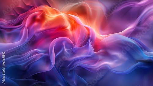 Delicate waves and swirls of colorful smoke create a mesmerizing abstractive visual, perfect for themes involving imagination and creativity