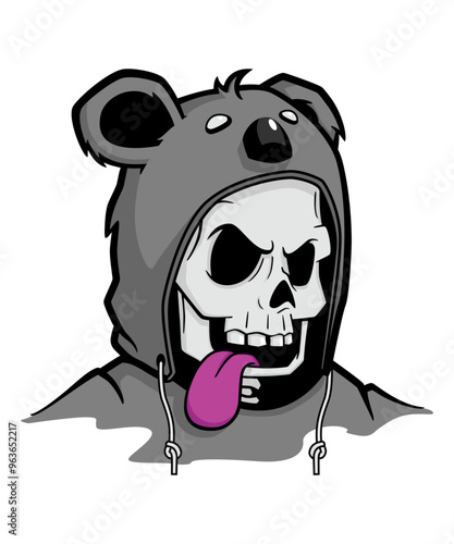 Death Skull Bear vector art character graphic drawing illustration for stickers, streetwear, t-shirts, logos, print-on-demand, print, or branding photo