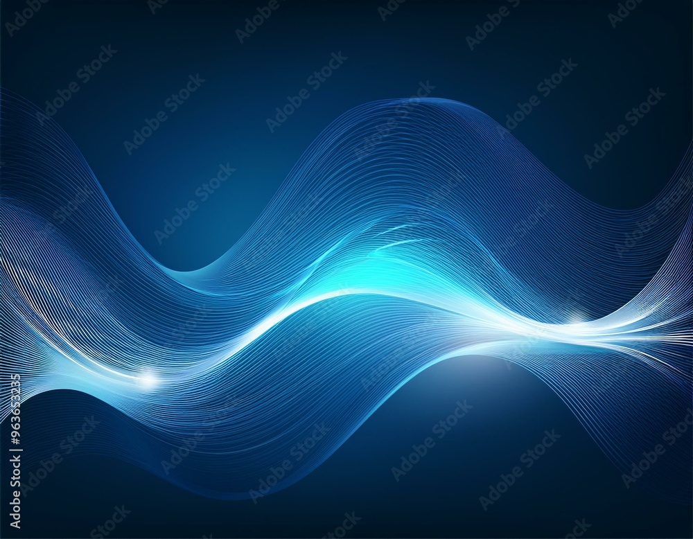 Abstract blue background with a glowing wave line illustration Abstract blue background with a glowing wave line illustration