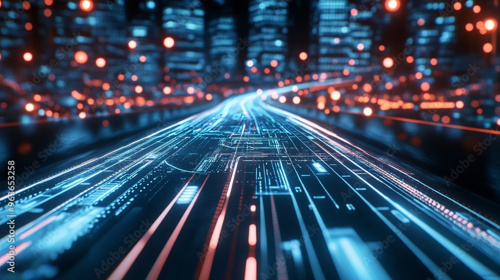 Fototapeta premium futuristic road hologram
