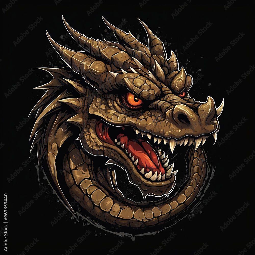 dragon head isolated on black dragon head isolated on black