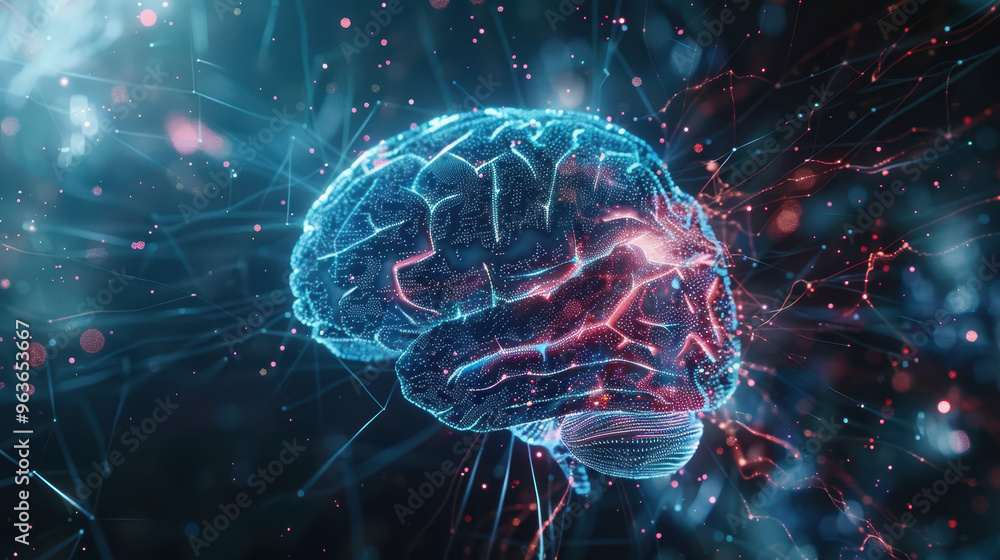 AI brain, science style. Space for text or design. Vector illustration. Background for wallpaper, poster, banner, card. AI brain, science style. Space for text or design. Vector illustration. Background for wallpaper, poster, banner, card.