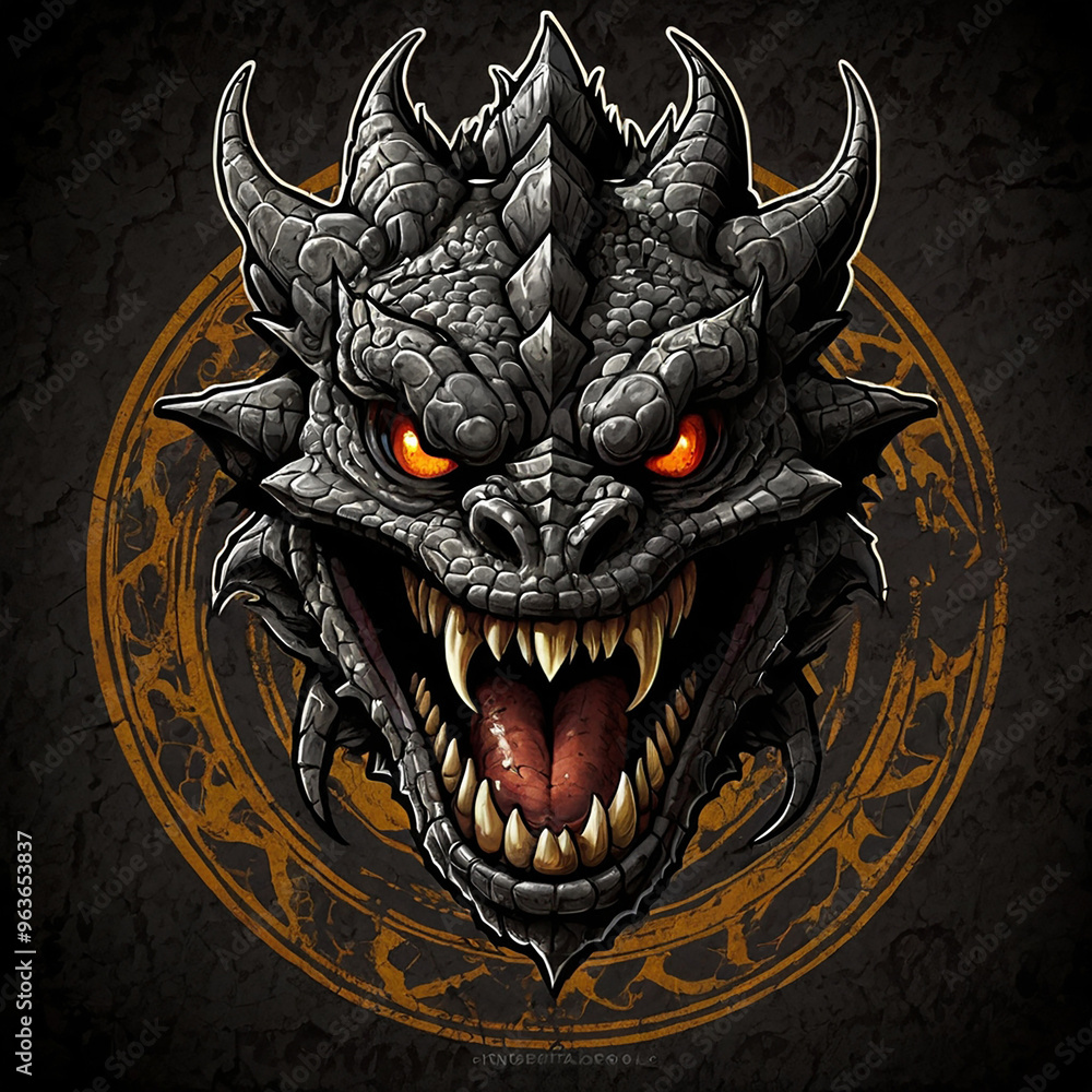 Naklejka premium dragon head isolated on black