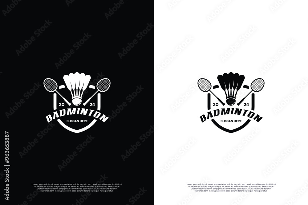 Obraz premium Badminton school emblem logo design