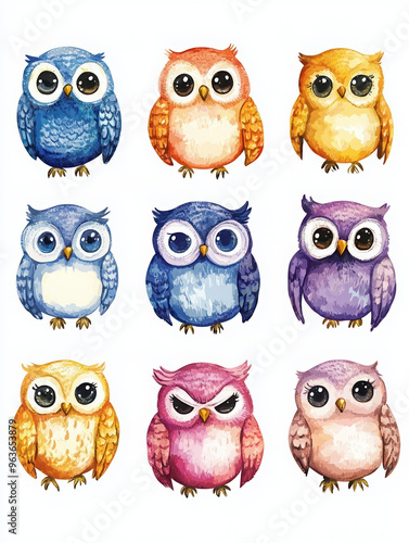 Wallpaper Mural owl owls cartoon owl cute owls colorful owls bird birds animal animals forest nature wildlife illustration character design whimsical owls trendy owl art decorative art  Torontodigital.ca