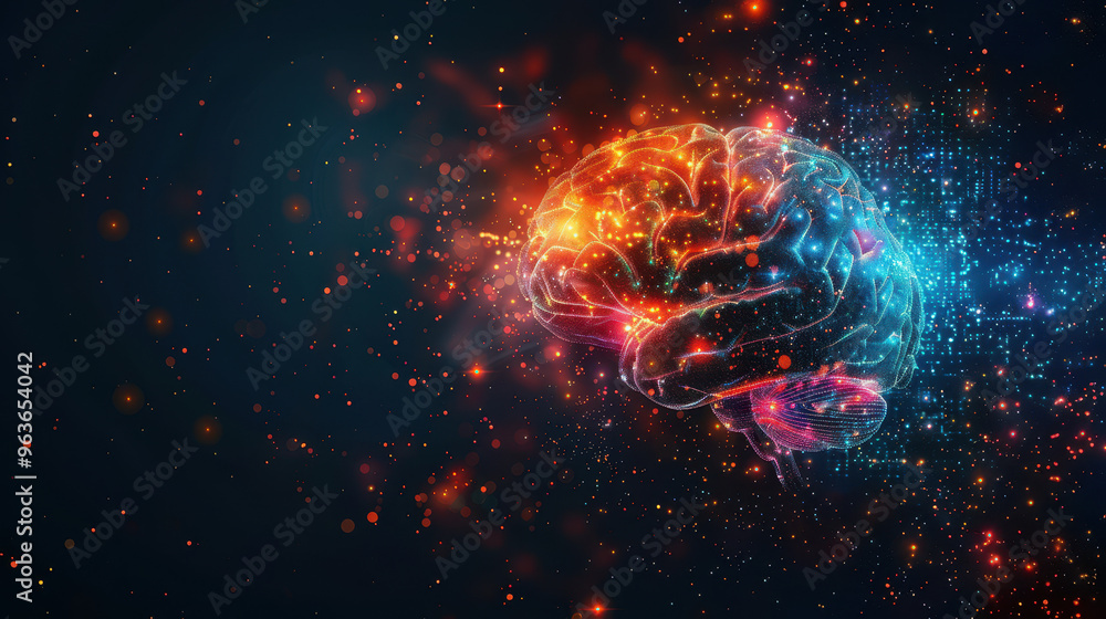 AI brain, science style. Space for text or design. Vector illustration. Background for wallpaper, poster, banner, card. AI brain, science style. Space for text or design. Vector illustration. Background for wallpaper, poster, banner, card.