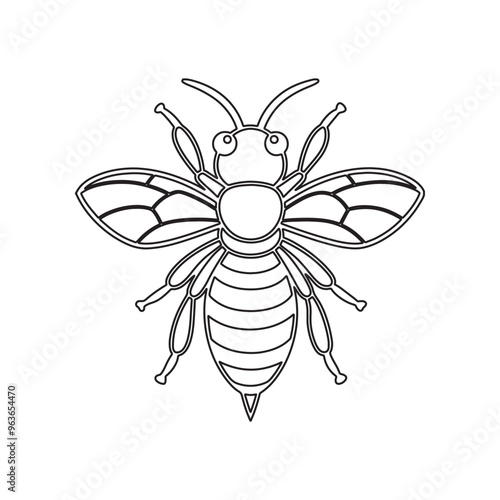 Bee Silhouette Vector for Coloring Book