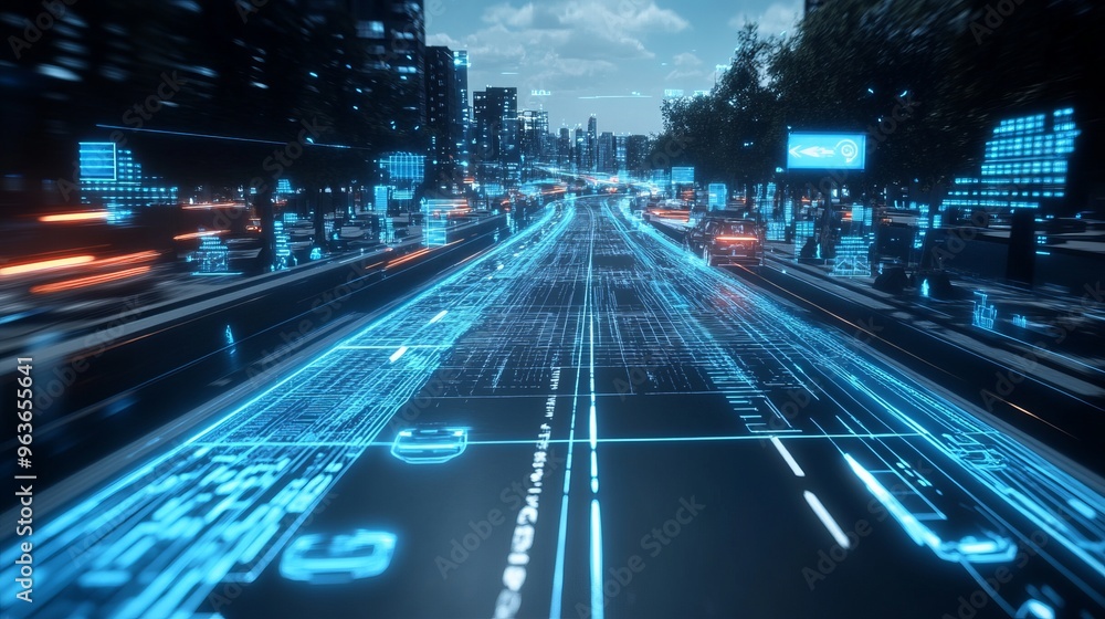 Naklejka premium futuristic road hologram