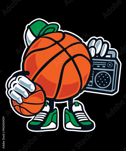 Basketball Music Sports Super Star dj vector art character graphic drawing for stickers, streetwear,  t-shirts, logos, print-on-demand, print, or branding
