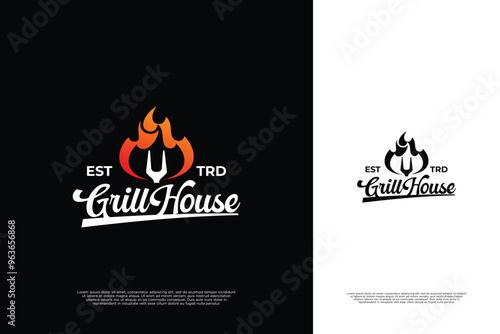 Grill house logo design. Barbecue logo. Creative lettering design