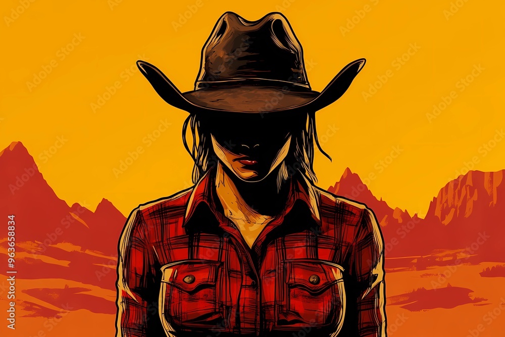 background image of a cowboy woman, western illustration style, western. background image of a cowboy woman, western illustration style, western.
