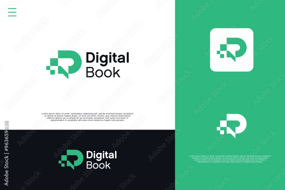 Minimalist digital book logo design Minimalist digital book logo design