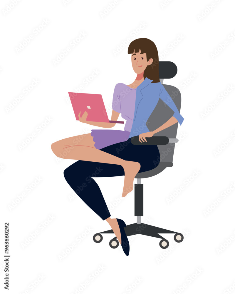 woman character and hybrid work woman character and hybrid work