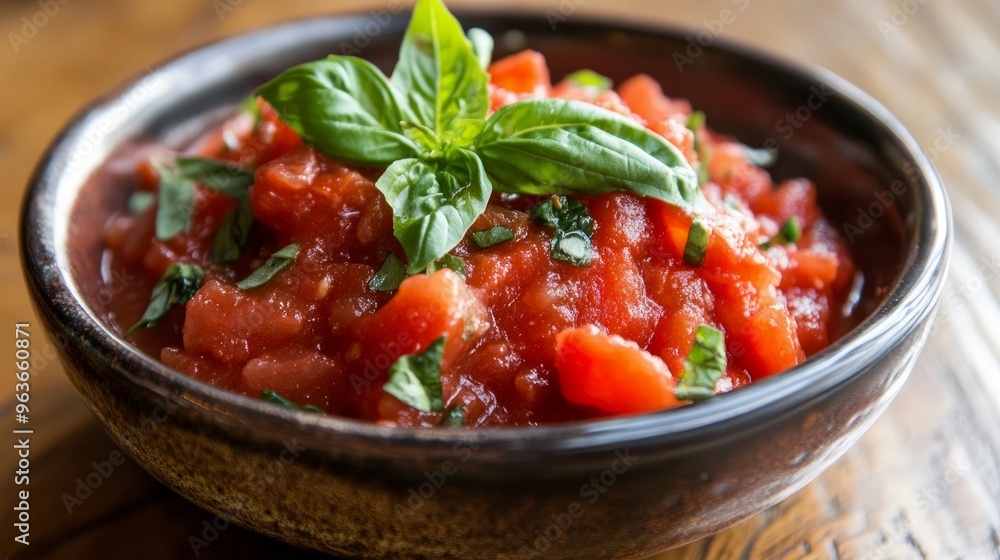 Marinara: The quintessential Italian dish is a classic bowl topped with fresh tomatoes, basil, and a vibrant red marinara sauce. Marinara: The quintessential Italian dish is a classic bowl topped with fresh tomatoes, basil, and a vibrant red marinara sauce.