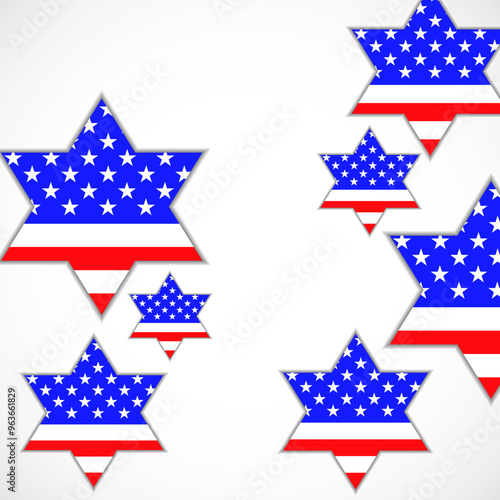 Stars of David with american flag inside. Vector illustration photo