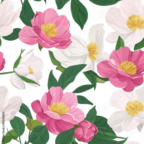 Wallpaper Mural Vintage style peonies floral seamless pattern Torontodigital.ca