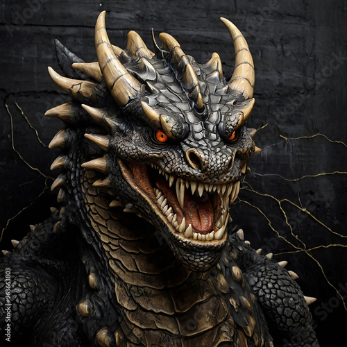 dragon head isolated on black