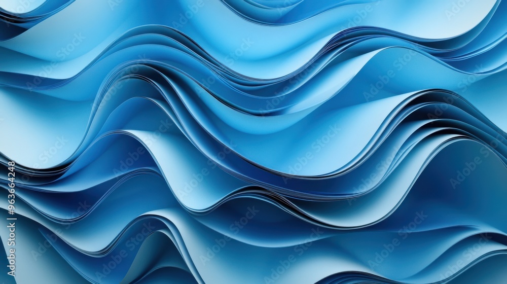 Elegant Blue Paper Wave Background: Graceful, Sweeping Arcs with Smooth, Undulating Motion for Abstract Design Elegant Blue Paper Wave Background: Graceful, Sweeping Arcs with Smooth, Undulating Motion for Abstract Design