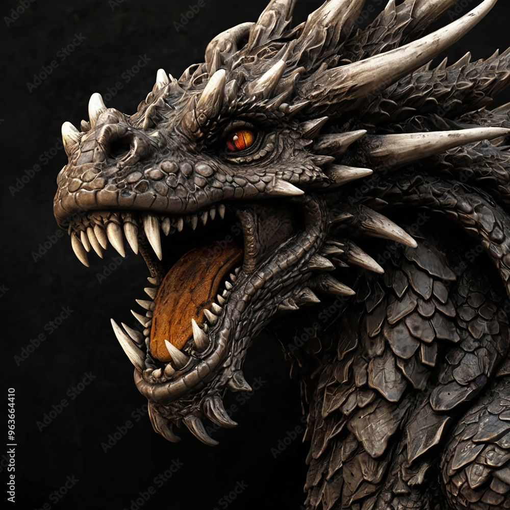 dragon head isolated on black dragon head isolated on black