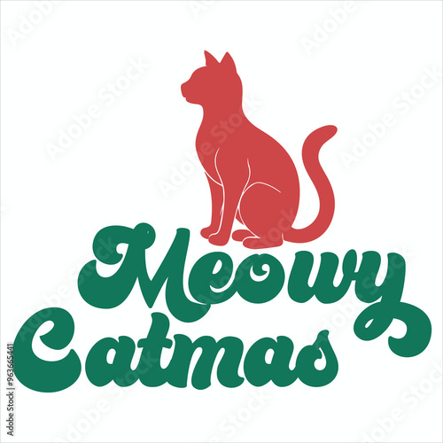 MEOWY CATMAS  CHRISTMAS T-SHIRT DESIGN photo