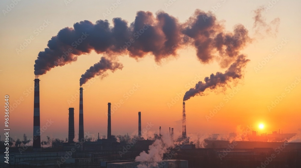 Industrial Smokestacks at Sunset Industrial Smokestacks at Sunset