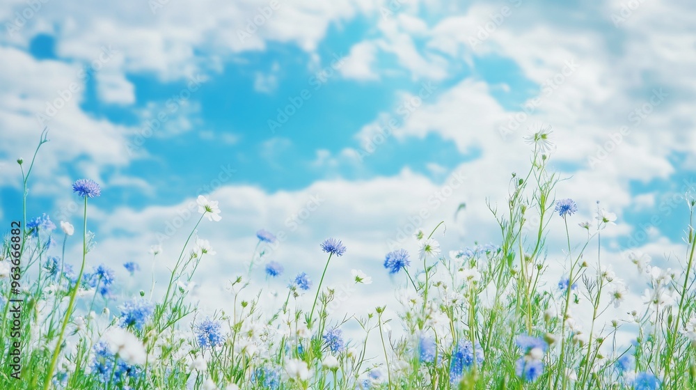 Fototapeta premium Blissful Blue Sky and Wildflowers