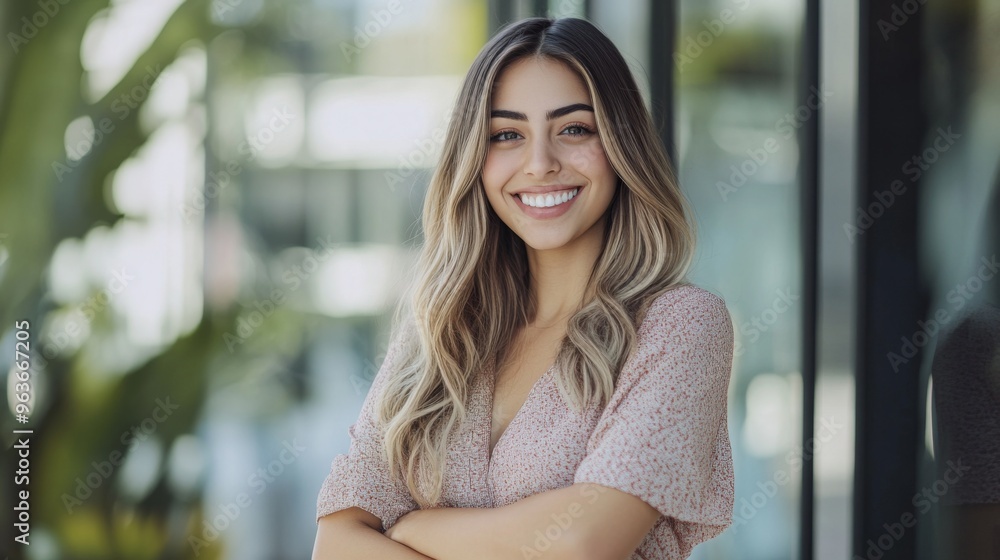 Confident Young Woman Smiling Outdoors Confident Young Woman Smiling Outdoors