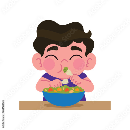 little boy eating vegan food