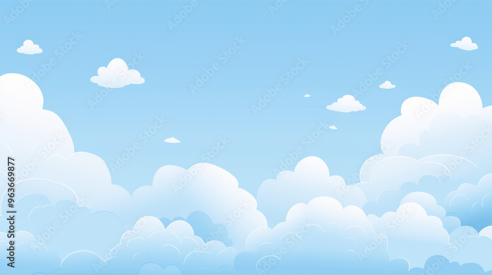 Serene Blue Sky with Fluffy White Clouds - Peaceful Daytime Background Serene Blue Sky with Fluffy White Clouds - Peaceful Daytime Background