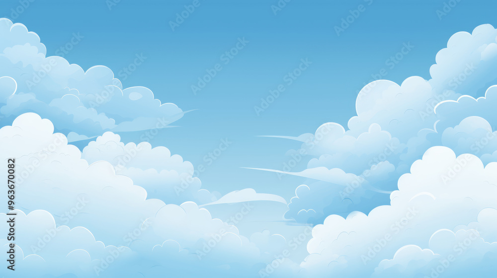 Serene Blue Sky with Fluffy White Clouds - Peaceful Daytime Background Serene Blue Sky with Fluffy White Clouds - Peaceful Daytime Background