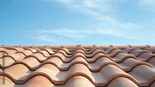 High-End Home Exterior: Detailed View of Roof Tiles on a Luxurious Villa, Highlighting the Architecture and Structure of Contemporary Residential Construction. photo