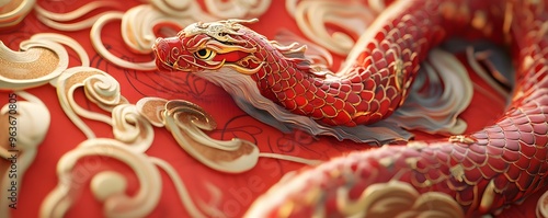 Wallpaper Mural Close-up of a Red and Gold Dragon Sculpture Torontodigital.ca
