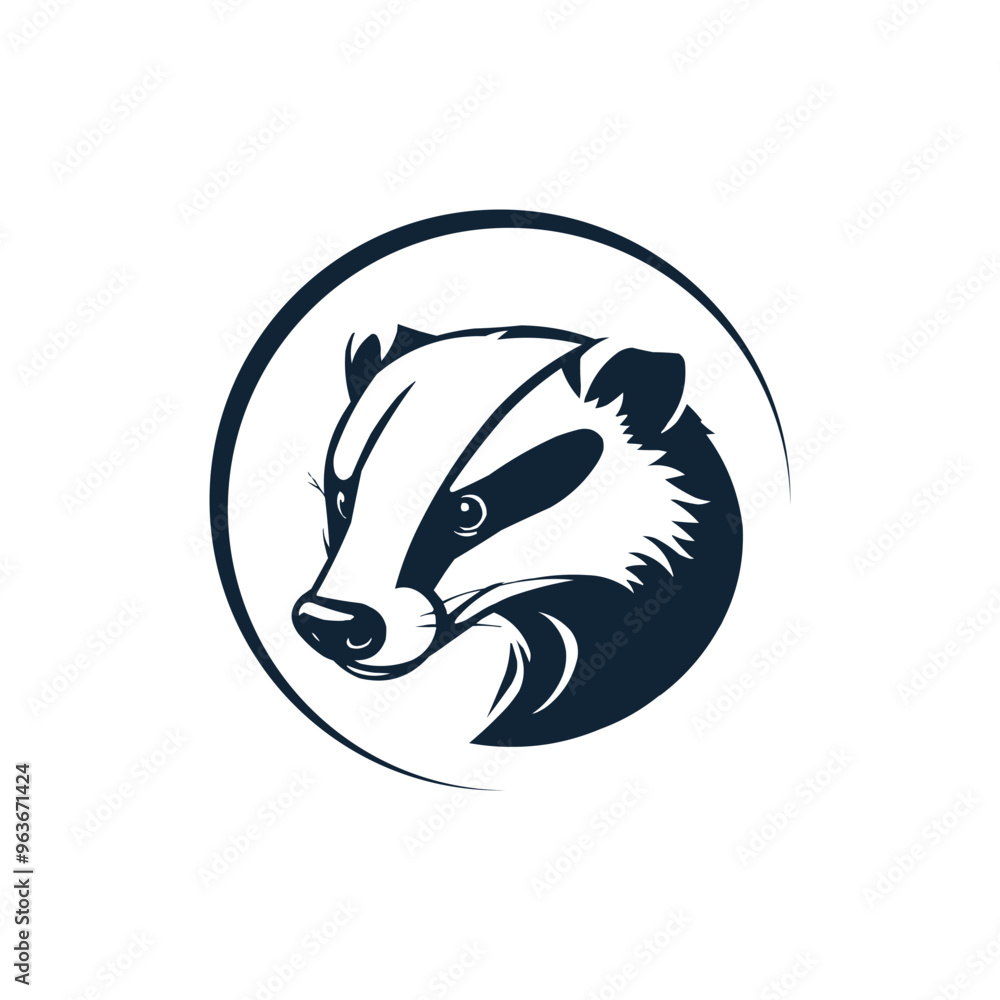 Honey Badger Logo Design Vector editable illustration. black and white clip art silhouette Honey Badger Logo Design Vector editable illustration. black and white clip art silhouette