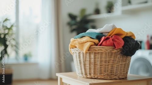 Close-up of clothes scattered in a laundry basket. Dirty clothes ready to be washed in a house.