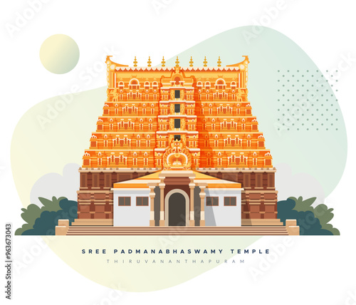 Sree Padmanabhaswamy Temple - Thiruvananthapuram - Stock Illustration