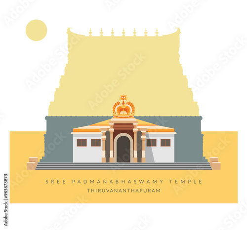 Sree Padmanabhaswamy Temple - Thiruvananthapuram - Stock Illustration