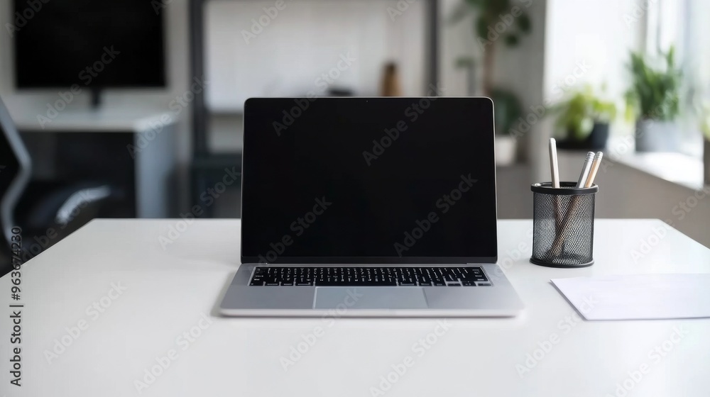 Modern Workspace with Laptop Modern Workspace with Laptop