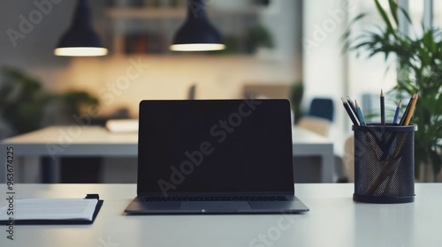 Wallpaper Mural Modern Workspace with Laptop Torontodigital.ca