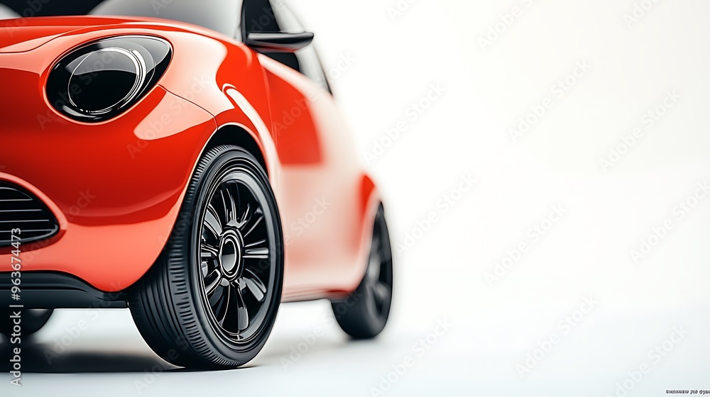 Front view of a red compact car, isolated for detailed display of design and hue. Front view of a red compact car, isolated for detailed display of design and hue.