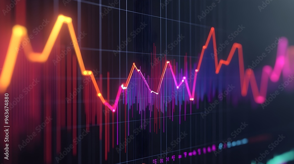 Abstract Neon Lines Stock Photo - Financial Growth Abstract Neon Lines Stock Photo - Financial Growth