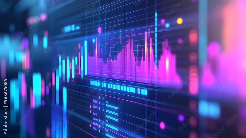 Abstract Tech Data Visualization with Neon Lights Abstract Tech Data Visualization with Neon Lights