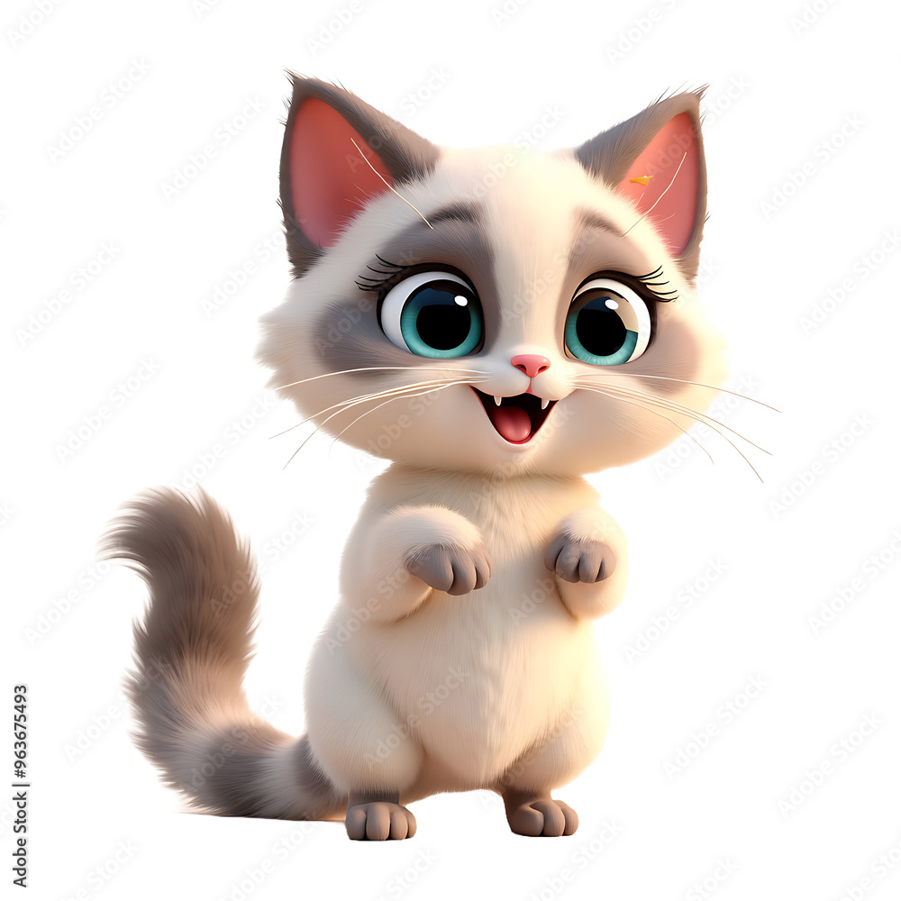 Funny 3d Cute Ragdoll Cat Standing on Transparent Background Funny 3d Cute Ragdoll Cat Standing on Transparent Background