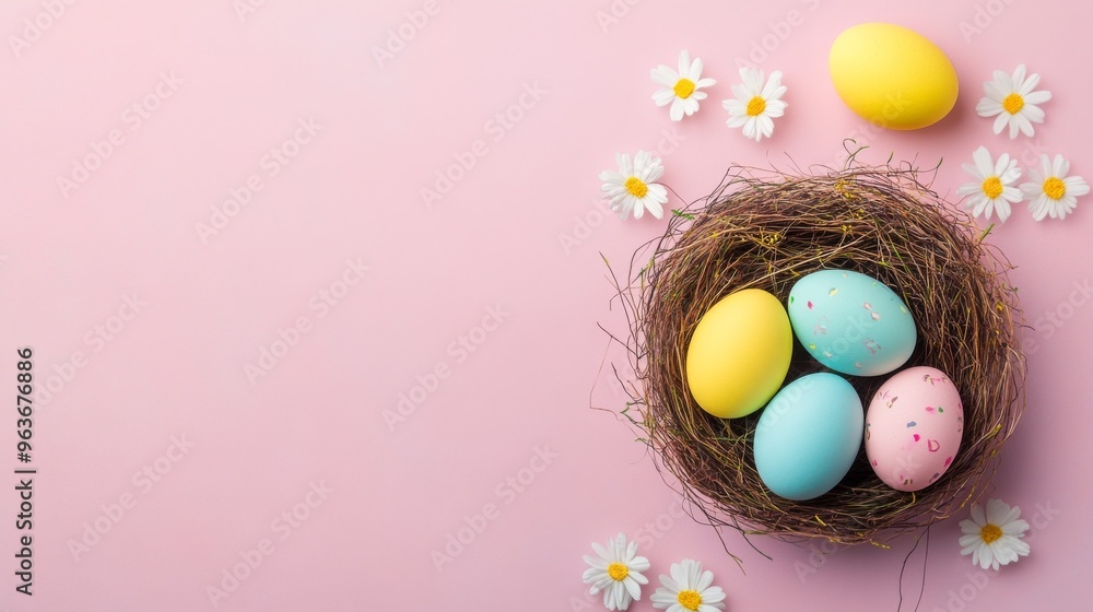 Colorful Easter Eggs in Nest Colorful Easter Eggs in Nest