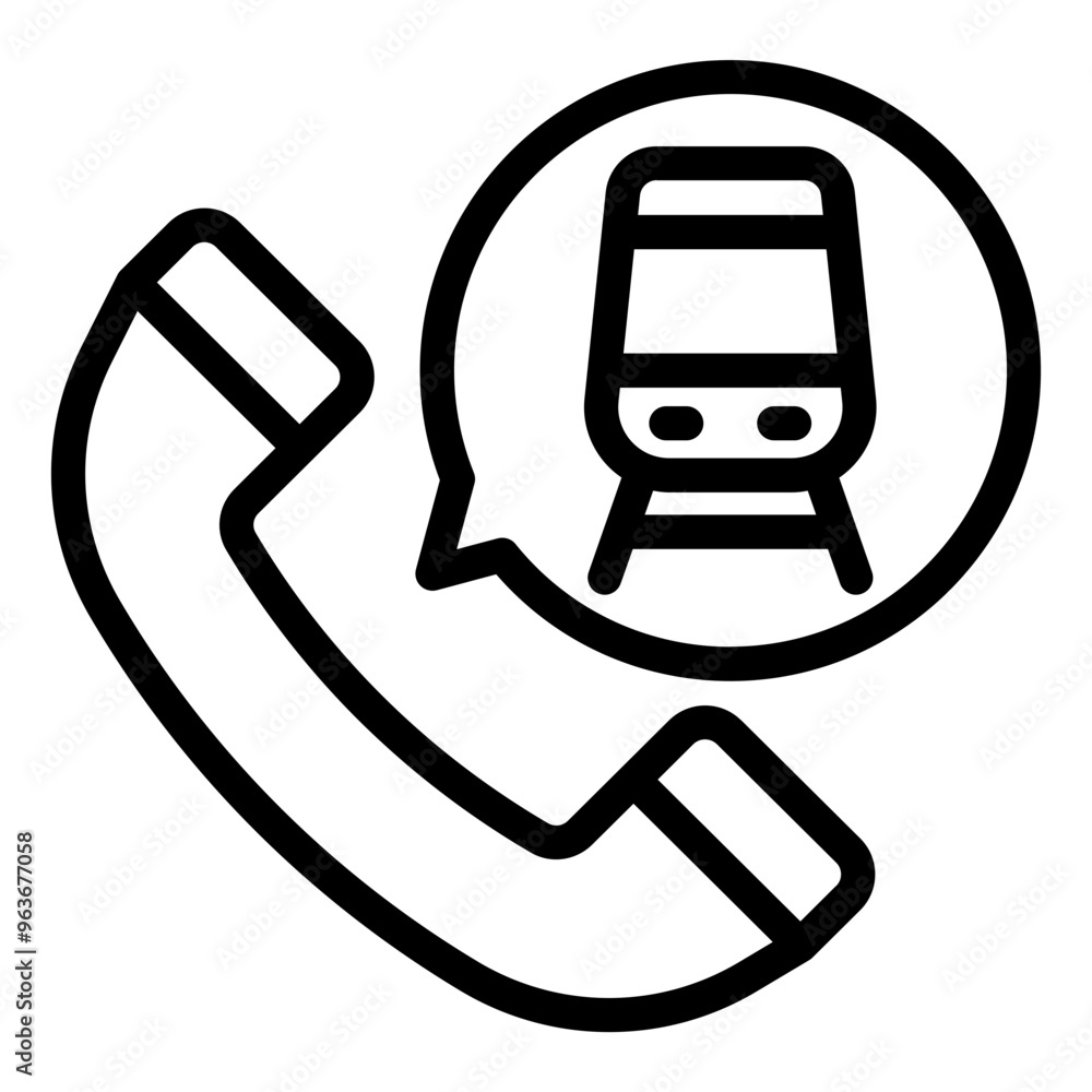 Call center icon representing customer support services for railway passengers. Call center icon representing customer support services for railway passengers.