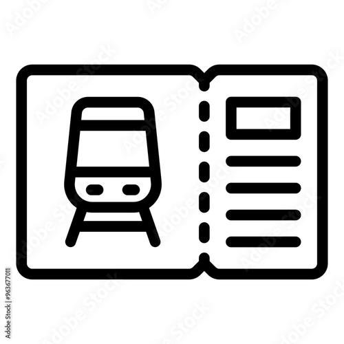 Ticket icon representing a train fare or travel ticket for railway journeys.